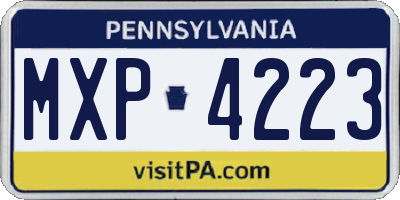PA license plate MXP4223