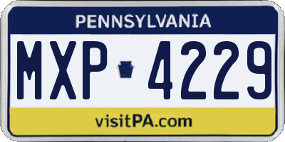 PA license plate MXP4229