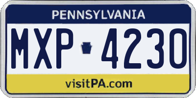 PA license plate MXP4230