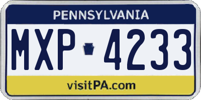 PA license plate MXP4233