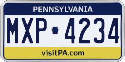 PA license plate MXP4234
