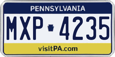 PA license plate MXP4235