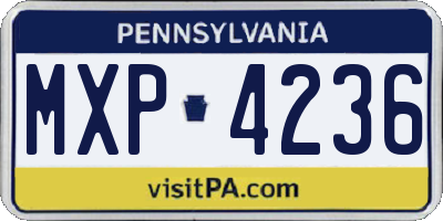 PA license plate MXP4236