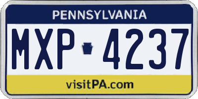 PA license plate MXP4237