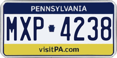PA license plate MXP4238