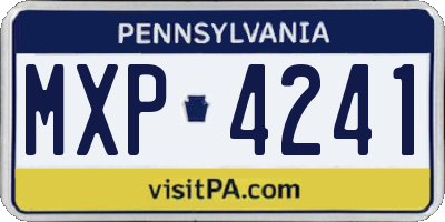 PA license plate MXP4241