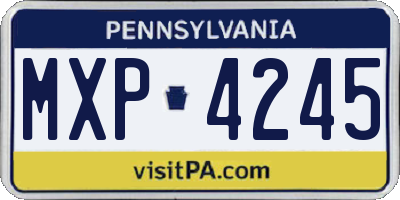 PA license plate MXP4245