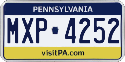 PA license plate MXP4252