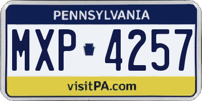 PA license plate MXP4257