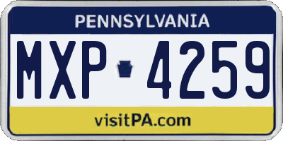 PA license plate MXP4259