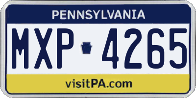 PA license plate MXP4265