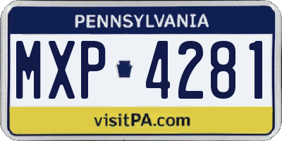 PA license plate MXP4281