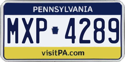 PA license plate MXP4289