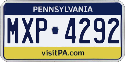 PA license plate MXP4292