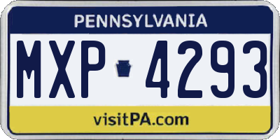 PA license plate MXP4293