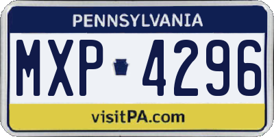 PA license plate MXP4296