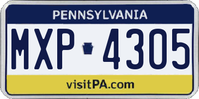 PA license plate MXP4305