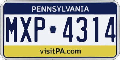 PA license plate MXP4314