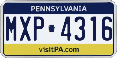 PA license plate MXP4316