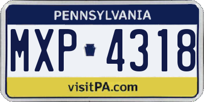 PA license plate MXP4318