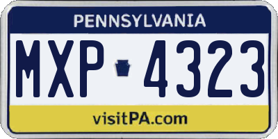 PA license plate MXP4323