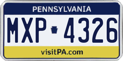 PA license plate MXP4326