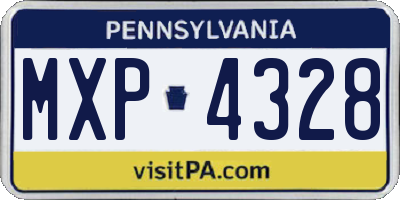 PA license plate MXP4328