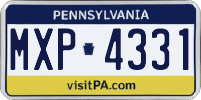 PA license plate MXP4331