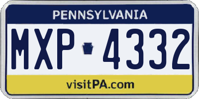 PA license plate MXP4332