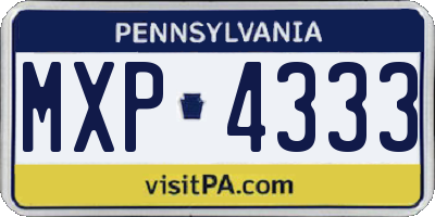 PA license plate MXP4333