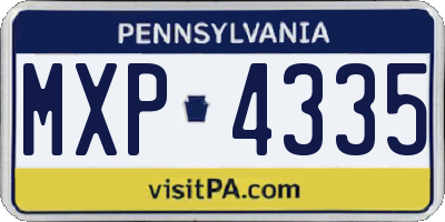 PA license plate MXP4335