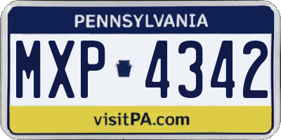 PA license plate MXP4342