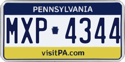 PA license plate MXP4344