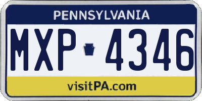 PA license plate MXP4346