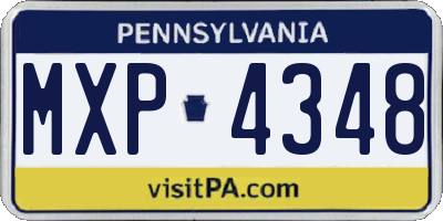 PA license plate MXP4348