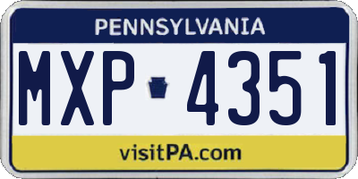 PA license plate MXP4351