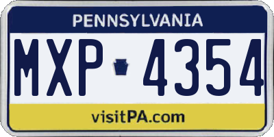 PA license plate MXP4354