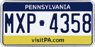 PA license plate MXP4358