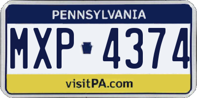 PA license plate MXP4374