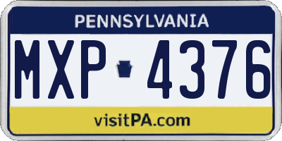PA license plate MXP4376
