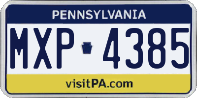 PA license plate MXP4385