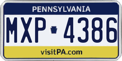 PA license plate MXP4386