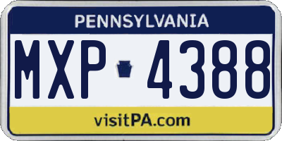 PA license plate MXP4388