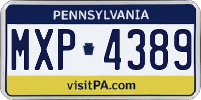 PA license plate MXP4389
