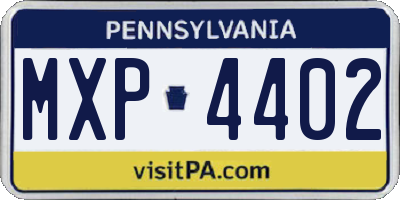 PA license plate MXP4402