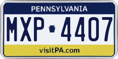 PA license plate MXP4407