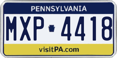 PA license plate MXP4418