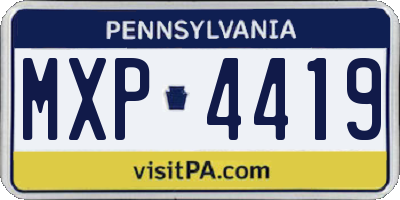 PA license plate MXP4419