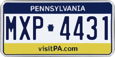 PA license plate MXP4431