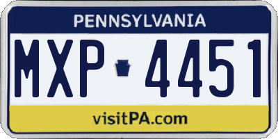 PA license plate MXP4451